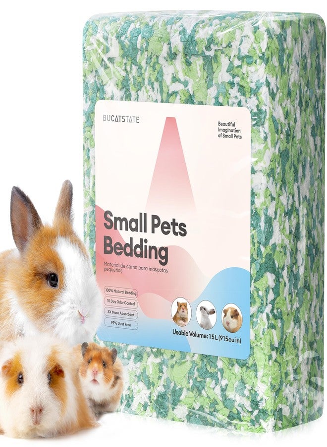 BUCATSTATE Hamster Bedding 15L, 99% Dust-Free Guinea Pig Paper Bedding Odor Control Paper Bedding, Cozy Small Animal Bedding for Rabbit Rat Syrian Dwarf Hamsters Gerbils (Green) - Image 1