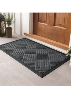 Arabest Outdoor Door Mats, Entry Mat Carpet with  Rubber Anti-Slip Footpads, Dirt Trapping Rugs for Entryway (Grey)  - Image 1
