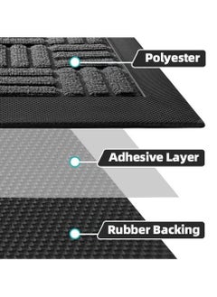 Arabest Outdoor Door Mats, Entry Mat Carpet with  Rubber Anti-Slip Footpads, Dirt Trapping Rugs for Entryway (Grey)  - Image 2