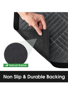 Arabest Outdoor Door Mats, Entry Mat Carpet with  Rubber Anti-Slip Footpads, Dirt Trapping Rugs for Entryway (Grey)  - Image 3