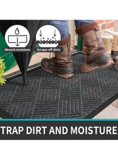 Arabest Outdoor Door Mats, Entry Mat Carpet with  Rubber Anti-Slip Footpads, Dirt Trapping Rugs for Entryway (Grey)  - Image 4