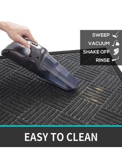 Arabest Outdoor Door Mats, Entry Mat Carpet with  Rubber Anti-Slip Footpads, Dirt Trapping Rugs for Entryway (Grey)  - Image 5