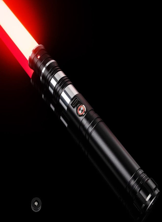 CUSTOM SABER RGB Light Saber 12 Colors Changing,4 Sound Fonts/Metal Hilt, Support Heavy Dueling, Volume Adjustable Light Saber for Adults with Convertec Wheel-Black - Image 1