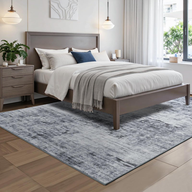 Toneed 5x7 Area Rugs for Living Room Bedroom Dining Room Washable Rug Modern Abstract Non Slip Low Pile Soft Rug Grey - Image 4