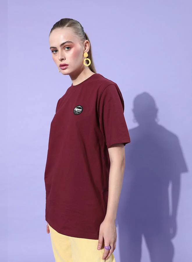 Dillinger Oversized Back Graphic Print T-Shirt with Badge Detail by Styli