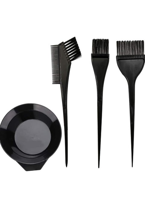4 PCS Hair Dye Color Brush and Bowl Set – Hair Color Mixing Bowl with Tint Brush, Applicator Brush & Tint Comb Kit, Professional Salon Hair Dyeing Tools for Home Hair Coloring, Highlighting, Bleaching & Root Touch Up