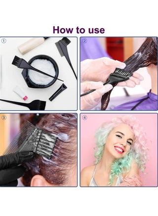 4 PCS Hair Dye Color Brush and Bowl Set – Hair Color Mixing Bowl with Tint Brush, Applicator Brush & Tint Comb Kit, Professional Salon Hair Dyeing Tools for Home Hair Coloring, Highlighting, Bleaching & Root Touch Up - view 5