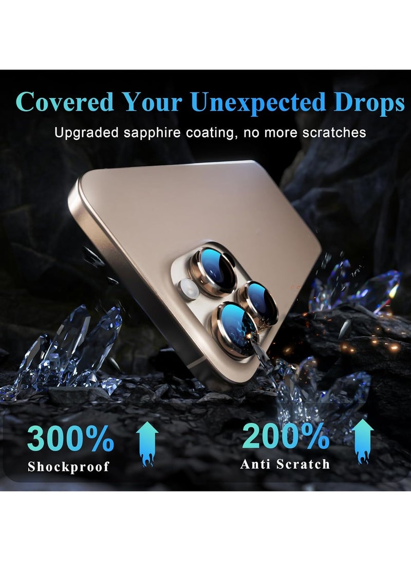 Camera Lens Protector, for iPhone 16 Pro/16 Pro Max Camera Lens Protector, Individual Metal Anti Scratch HD Clear Case Friendly Tempered Glass Camera Cover, 1 Set (Desert Titanium) - Image 4