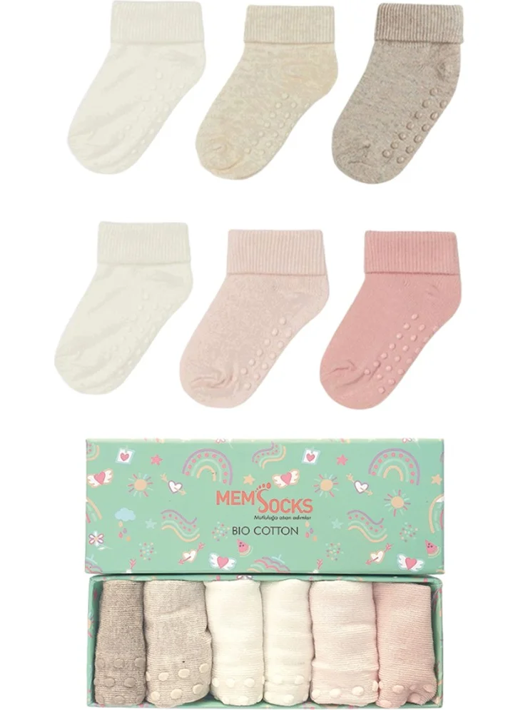 Mem Socks 6-Piece Organic Cotton Non-Slip Children's Socks