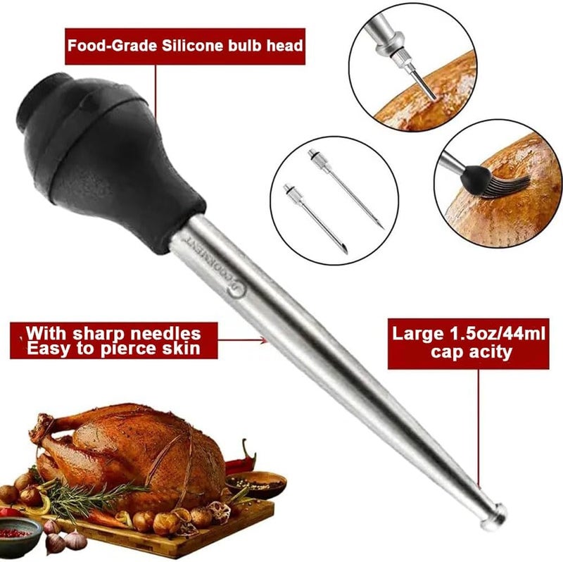 Miecux Turkey Baster, Professional Turkey Baster Syringe for Cooking with Cleaning Brush and Marinade Tools, Stainless Steel Turkey Baster for Oiling and Marinating Turkey, Beef, Pork, Fish - Image 5