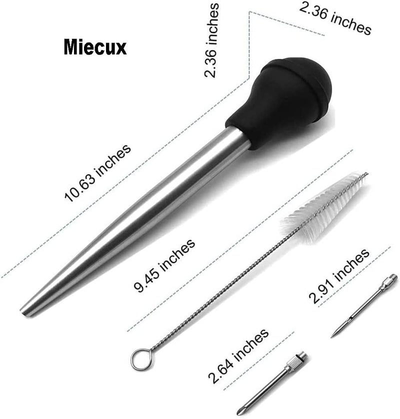 Miecux Turkey Baster, Professional Turkey Baster Syringe for Cooking with Cleaning Brush and Marinade Tools, Stainless Steel Turkey Baster for Oiling and Marinating Turkey, Beef, Pork, Fish - Image 2
