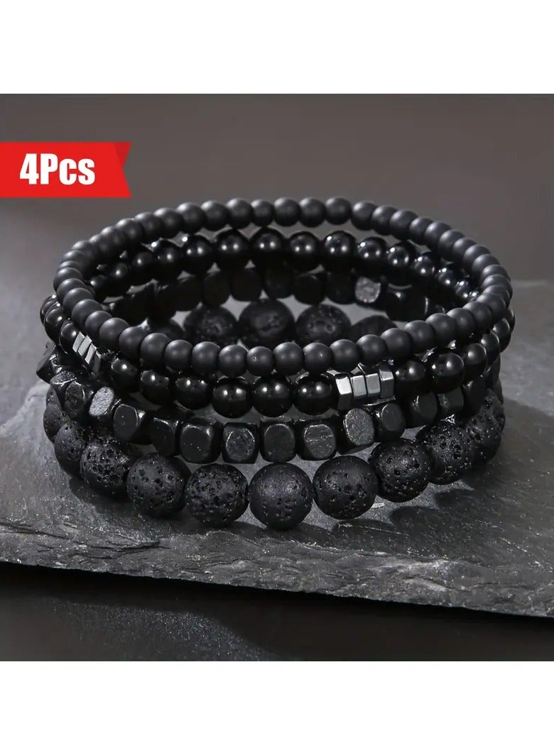 Home Clearance Sale 4pcs Trendy Beaded Bracelets For Men For Daily Decoration, Gift For Family And Friends, Holiday Birthday Gift For Boyfriends/Girlfriends, Father's Day Gift - Image 1