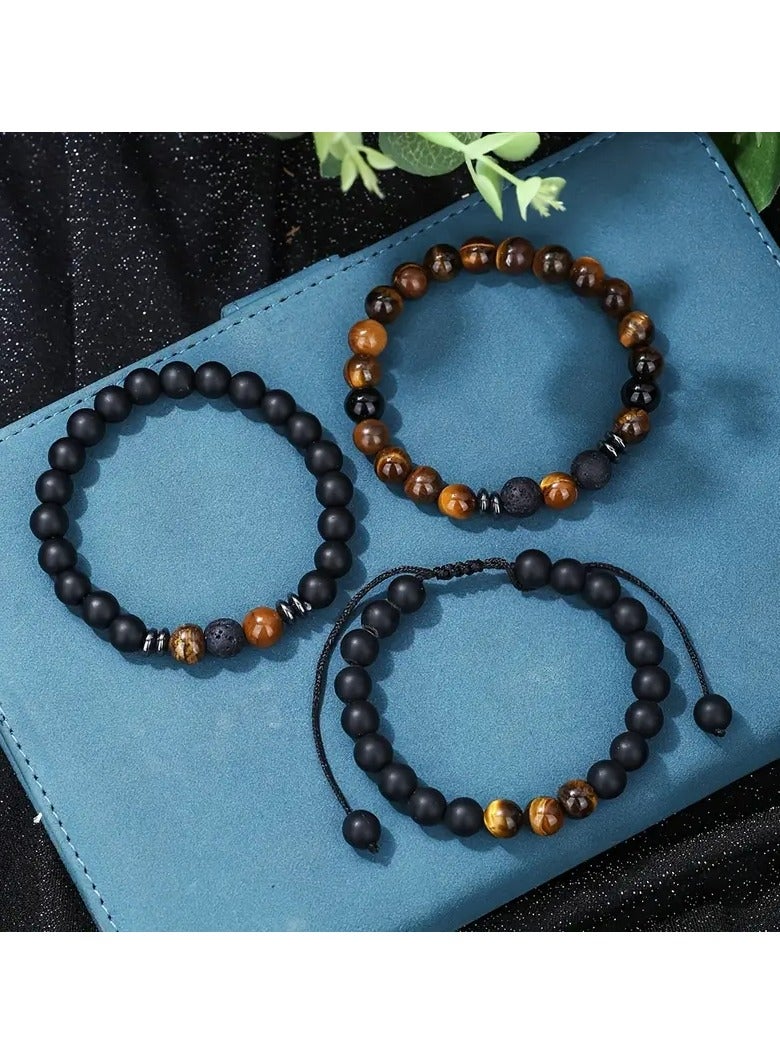 Home Clearance Sale 4pcs Trendy Beaded Bracelets For Men For Daily Decoration, Gift For Family And Friends, Holiday Birthday Gift For Boyfriends/Girlfriends, Father's Day Gift - Image 3