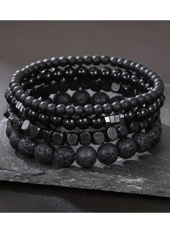 Home Clearance Sale 4pcs Trendy Beaded Bracelets For Men For Daily Decoration, Gift For Family And Friends, Holiday Birthday Gift For Boyfriends/Girlfriends, Father's Day Gift - Image 5