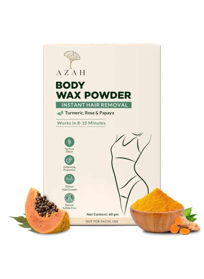 Azah Body Wax Powder for Women [60gm]| Painless Hair Removal in 8–10 Mins | Natural Wax Powder with Turmeric, ROse & Papaya | No Chemicals, No Irritation & Rashes, Ideal for Legs & Underarms - Image 1