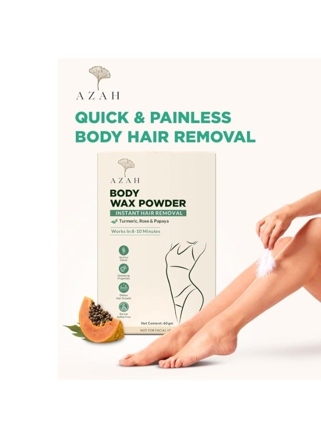 Azah Body Wax Powder for Women [60gm]| Painless Hair Removal in 8–10 Mins | Natural Wax Powder with Turmeric, ROse & Papaya | No Chemicals, No Irritation & Rashes, Ideal for Legs & Underarms - Image 4