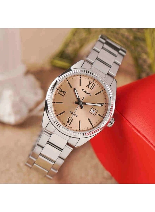 Casio LTP-1302DD-4A2VDF Women’s Stainless Steel Analog Watch – Rose Pink Dial with Silver Bracelet - Image 2