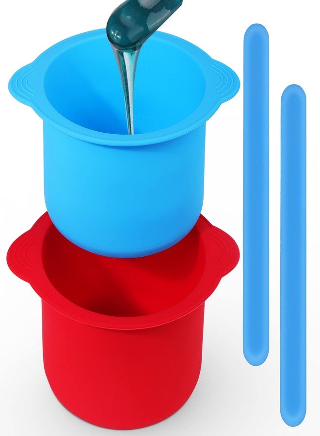 Mity rain 2pcs Silicone Wax Warmer Liner, Non-Stick Wax Pot Silicone Bowl Replacement, Reuse Wax Melt Warmer Liner With 2pcs Silicone Spatulas For Hair Removal(Blue+Red) - Image 1