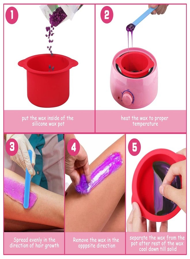 Mity rain 2pcs Silicone Wax Warmer Liner, Non-Stick Wax Pot Silicone Bowl Replacement, Reuse Wax Melt Warmer Liner With 2pcs Silicone Spatulas For Hair Removal(Blue+Red) - Image 2