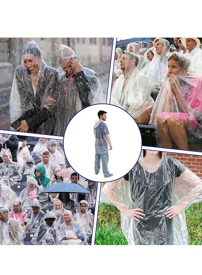 مجموعة من 5 معاطف مطر للاستخدام مرة واحدة، معاطف مطر للاستخدام مرة واحدة للبالغين، معاطف مطر للبالغين مع غطاء برباط للرباط للرجال والنساء في الهواء الطلق (أبيض) - Image 5