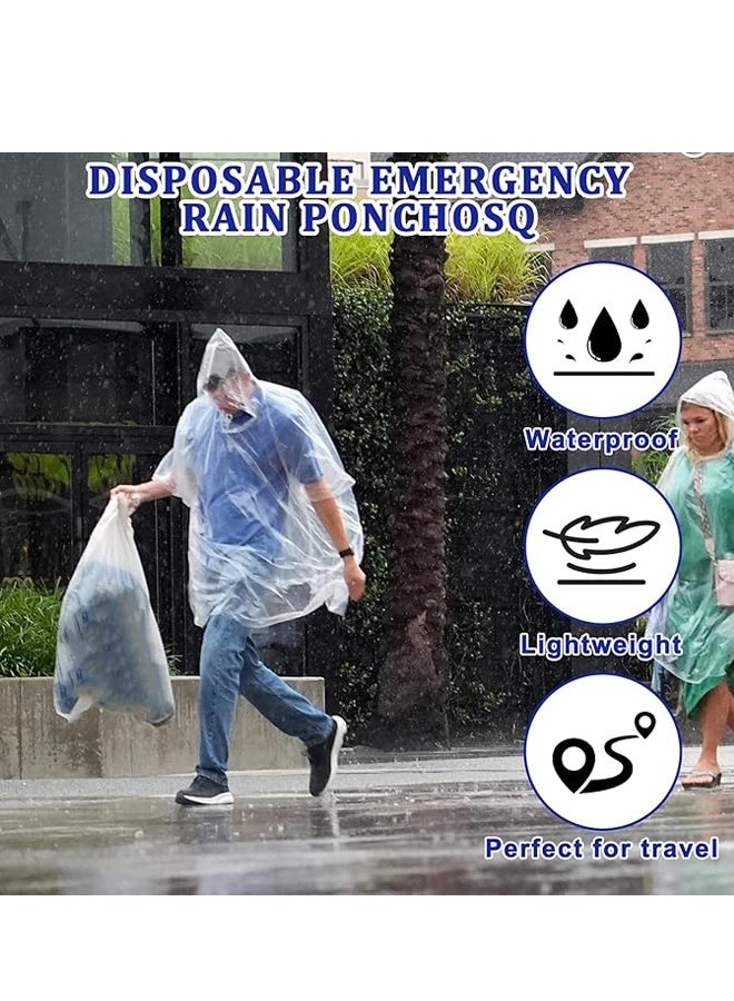 مجموعة من 5 معاطف مطر للاستخدام مرة واحدة، معاطف مطر للاستخدام مرة واحدة للبالغين، معاطف مطر للبالغين مع غطاء برباط للرباط للرجال والنساء في الهواء الطلق (أبيض) - Image 4