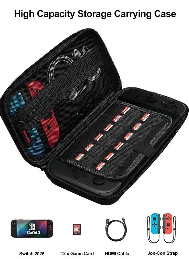 Tersely Carry Case for Switch 2 2025 with 12 Game Cards Holder, Protective Hard Portable Travel Bag Cover Shell Pouch Mesh Pockets for Accessories  - Image 2