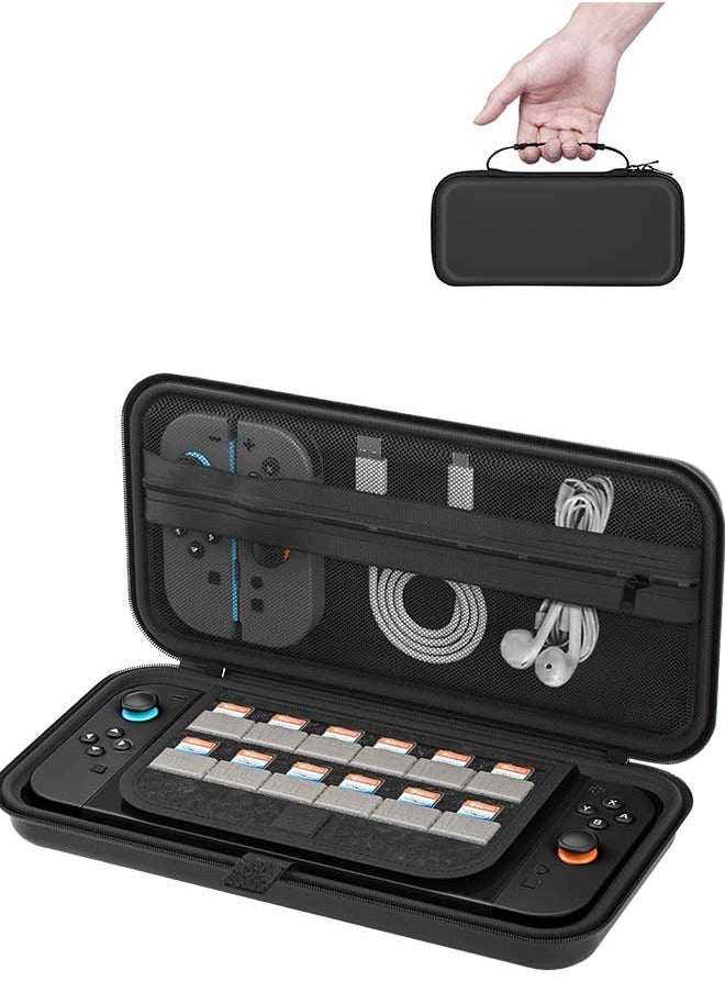 Tersely Carry Case for Switch 2 2025 with 12 Game Cards Holder, Protective Hard Portable Travel Bag Cover Shell Pouch Mesh Pockets for Accessories  - Image 1
