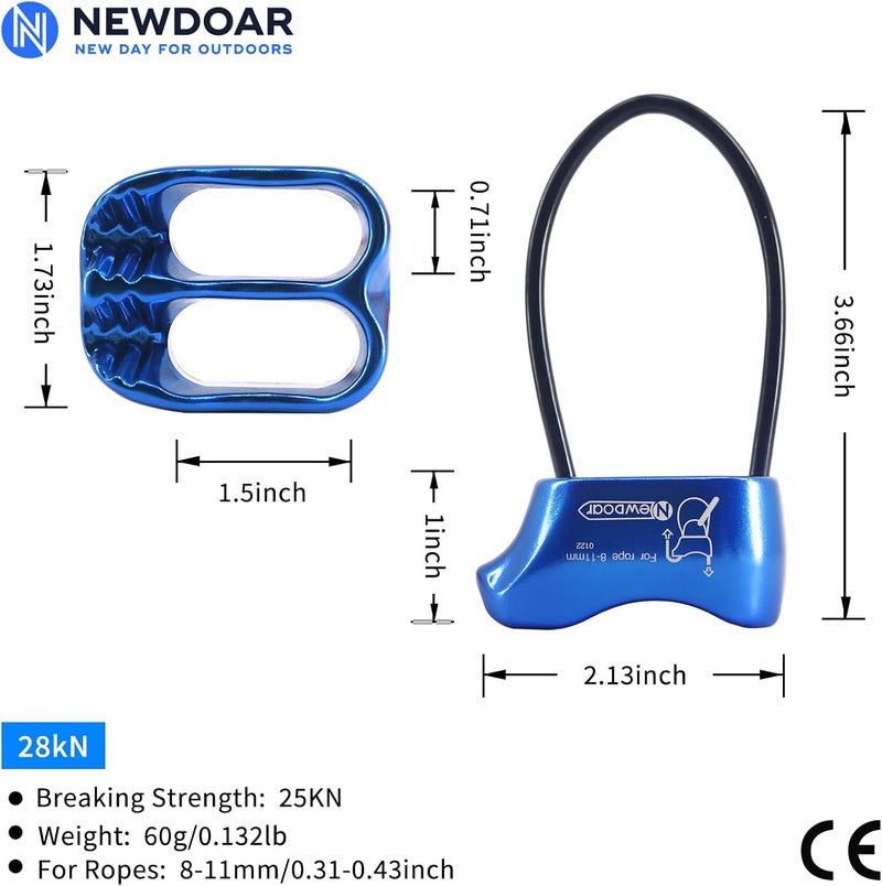 Newdoar Climbing Abseiling Belay Device ATC Rappelling Descender 25KN V-grooved Equipment - Image 2