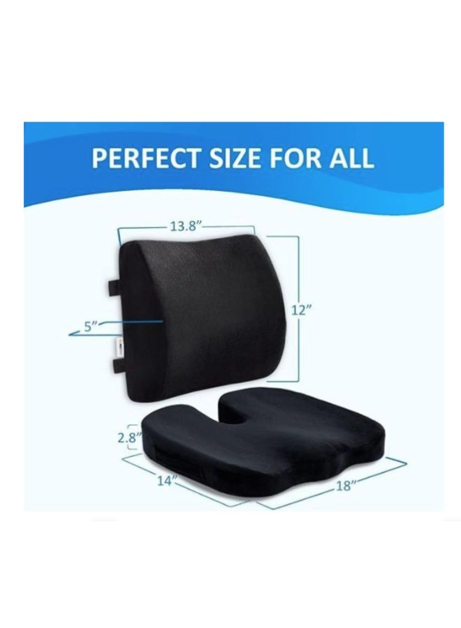 Memory Foam Seat Cushion & Lumbar Support Pillow – Ergonomic Back Support for Office Chair, Car Seat & Home Seating, Comfortable Sitting Cushion - Image 2
