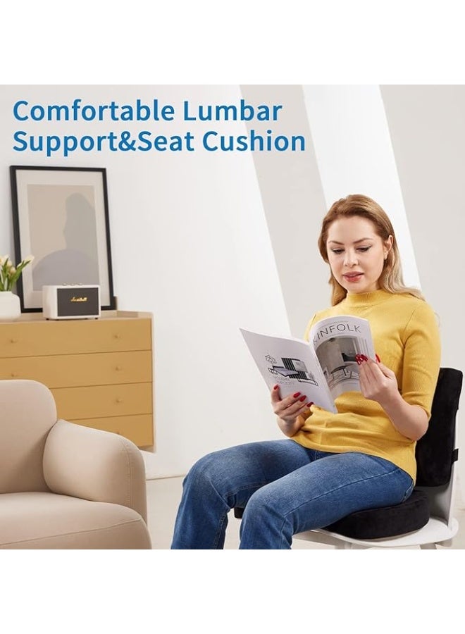 Memory Foam Seat Cushion & Lumbar Support Pillow – Ergonomic Back Support for Office Chair, Car Seat & Home Seating, Comfortable Sitting Cushion - Image 4