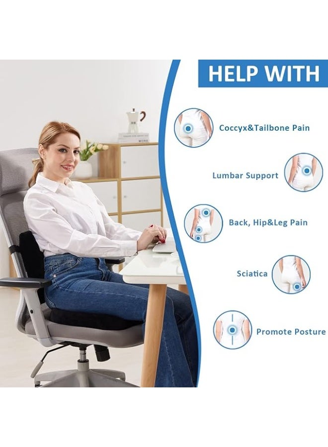 Memory Foam Seat Cushion & Lumbar Support Pillow – Ergonomic Back Support for Office Chair, Car Seat & Home Seating, Comfortable Sitting Cushion - Image 3