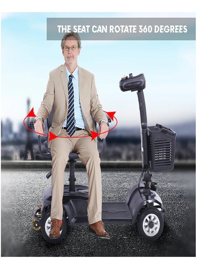 SUNCART Kingkong S-02 Foldable 4-Wheel Electric Mobility Scooter with LED Lights, Front Storage Basket, Adjustable Swivel Seat – Silver - Image 2