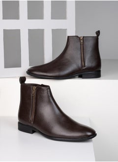 Solid Low Heels Boots with Zipper Closure