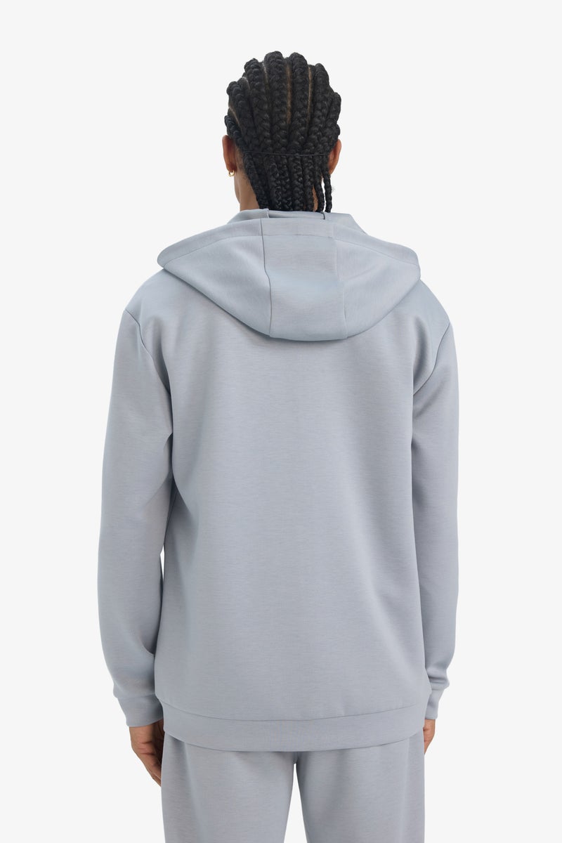 DeFacto Grey Man Standard Fit Hooded Scuba Fabric Cardigan Casual - Image 4