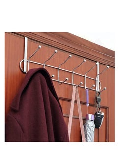 ECVV ECVV Stainless Steel Door Hanger 10 Hooks, Heavy Duty Organizer Hanger Stainless Steel Towel Rack for Bedrooms, Clothes, Towels, Purses, Jackets and Bags, Silver | 23 x 11 x 6 cm |  - Image 3