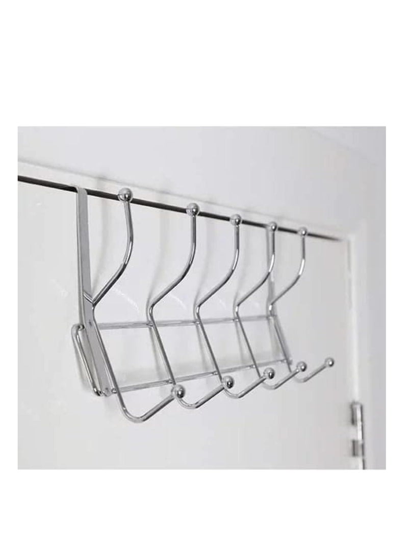 ECVV ECVV Stainless Steel Door Hanger 10 Hooks, Heavy Duty Organizer Hanger Stainless Steel Towel Rack for Bedrooms, Clothes, Towels, Purses, Jackets and Bags, Silver | 23 x 11 x 6 cm |  - Image 5