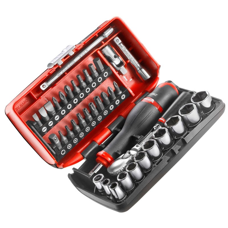Facom 1/4 inch socket set, 6 points, 38 pieces, 1 piece, RL.Nano1 - Image 1