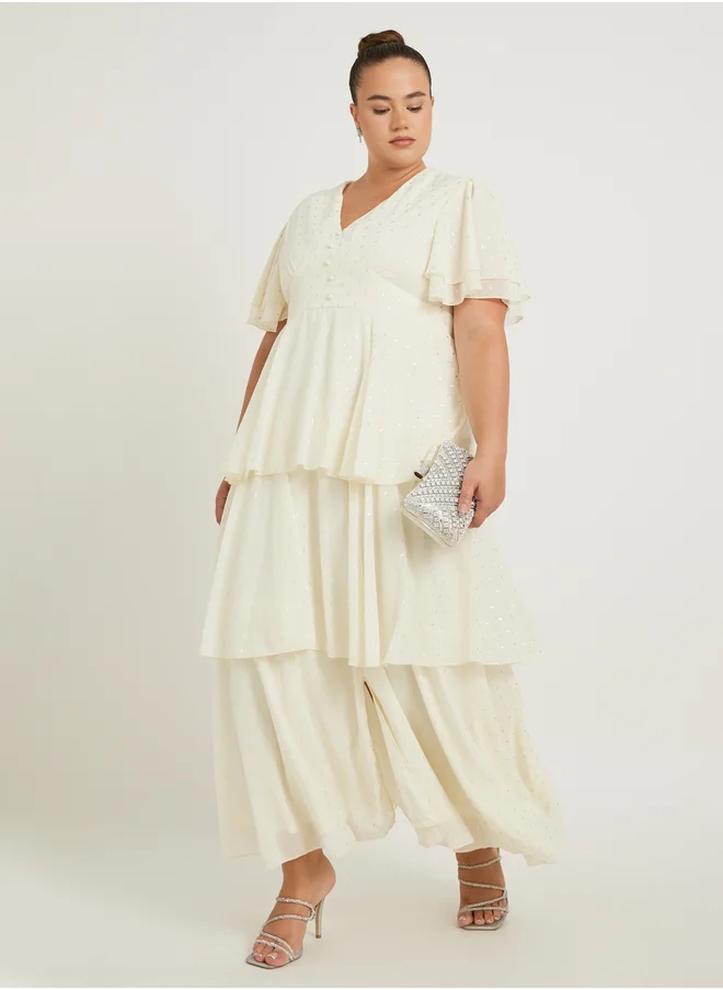 Styli Plus Size Short Sleeves A-Line Maxi Dress