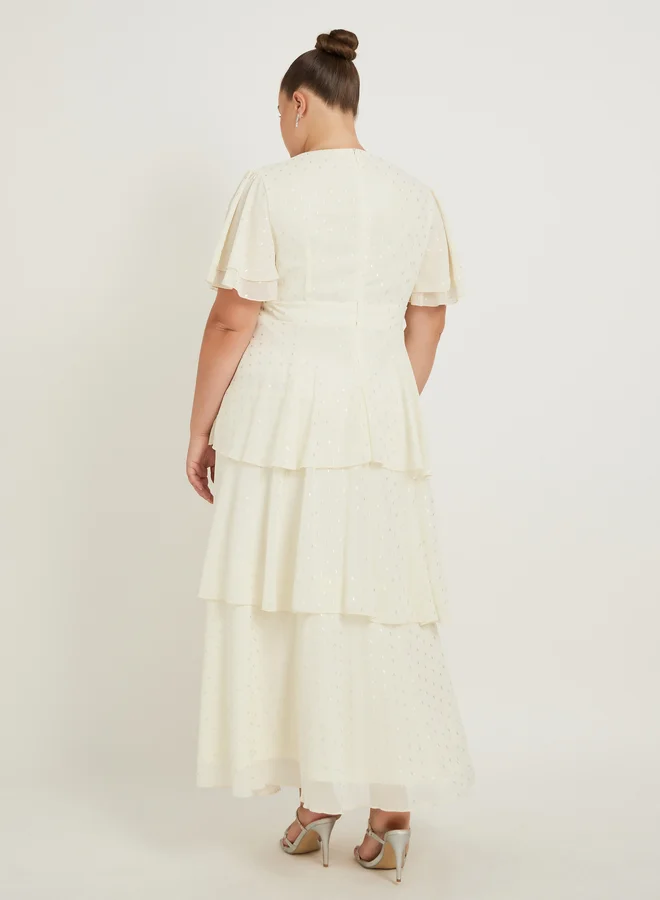Styli Tiered Chiffon Dress