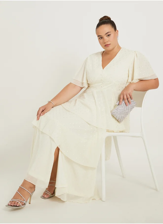 Styli Plus Size Short Sleeves A-Line Maxi Dress