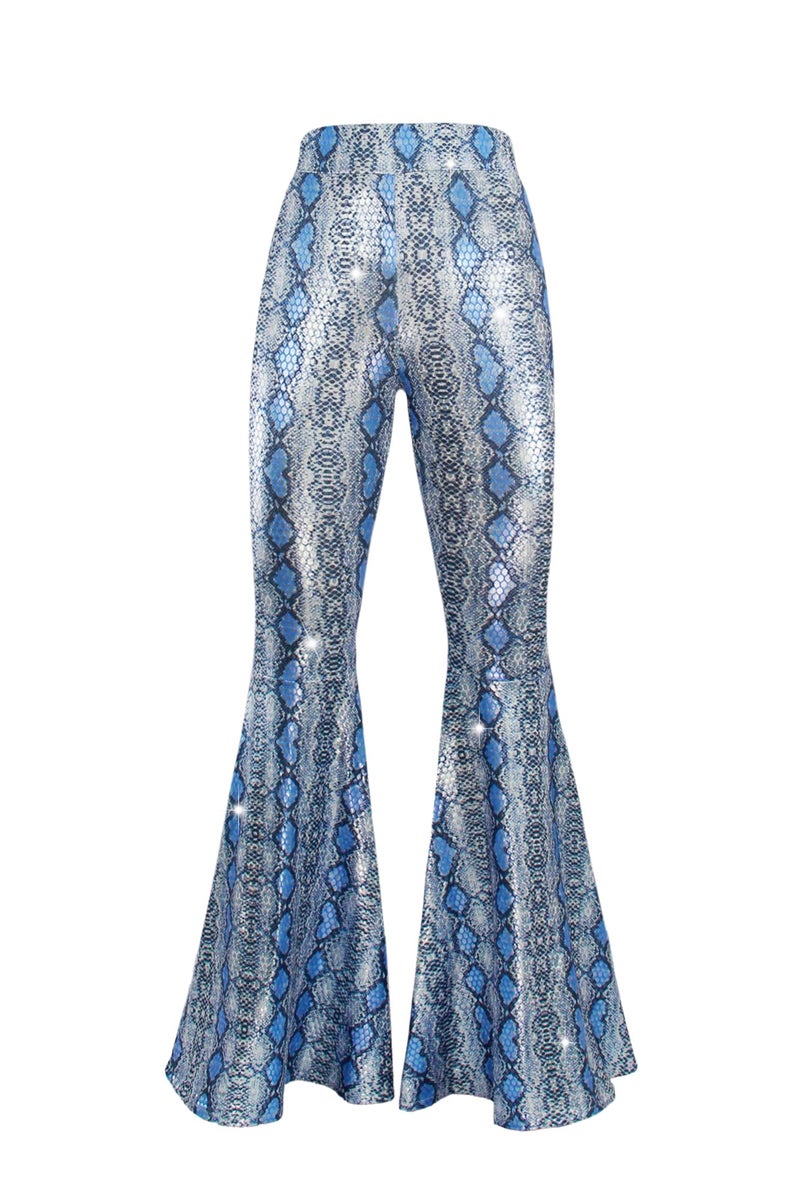 Nawgut Womens Sequin Flare Pant Sparkly High Waisted Leg Bell Bottom Glitter Trousers Night Out Clubwear-Small - Image 3