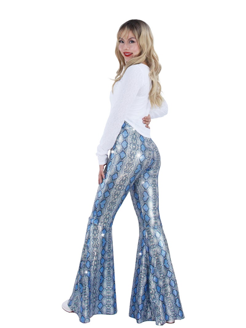 Nawgut Womens Sequin Flare Pant Sparkly High Waisted Leg Bell Bottom Glitter Trousers Night Out Clubwear-Small - Image 5