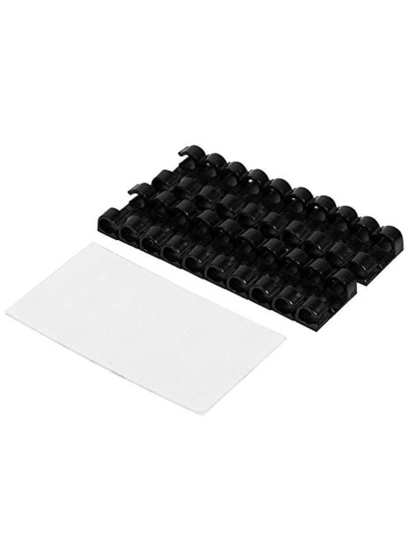 منظم كابلات ذاتي اللصق، 20 قطعة، أسود - Image 2