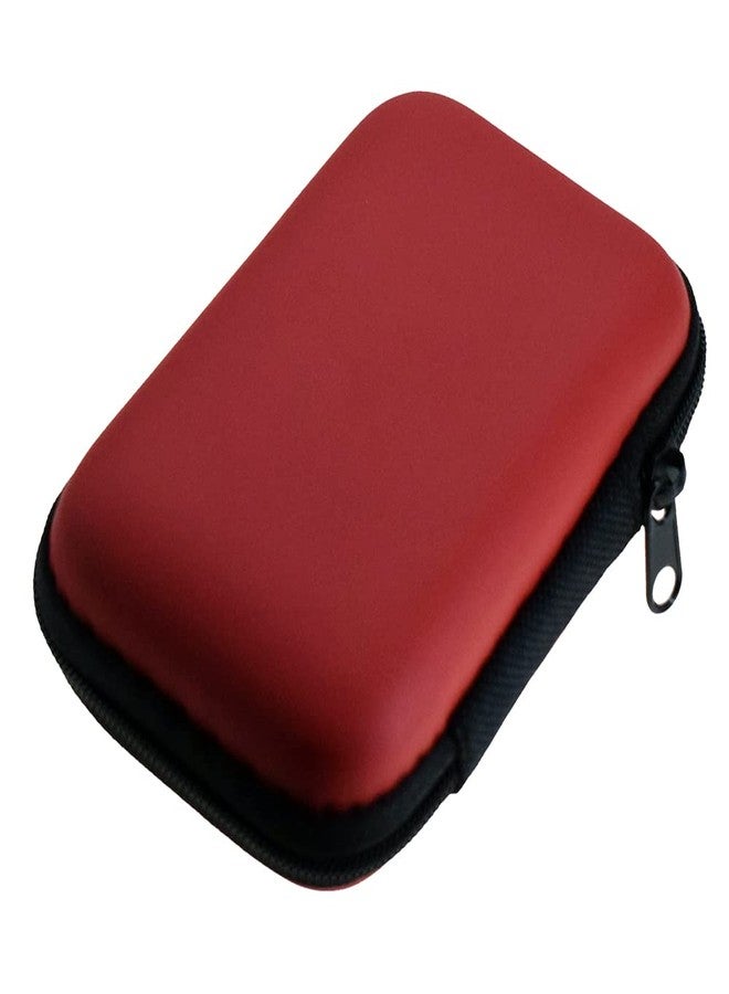 Rangale Portable Storage Hard Case Bag Holder Pouch Earphone Carrying Case for SD TF Card Earphone Headphone Earbuds iPod Bluetooth Headset and Charging Cable (Red) - Image 3