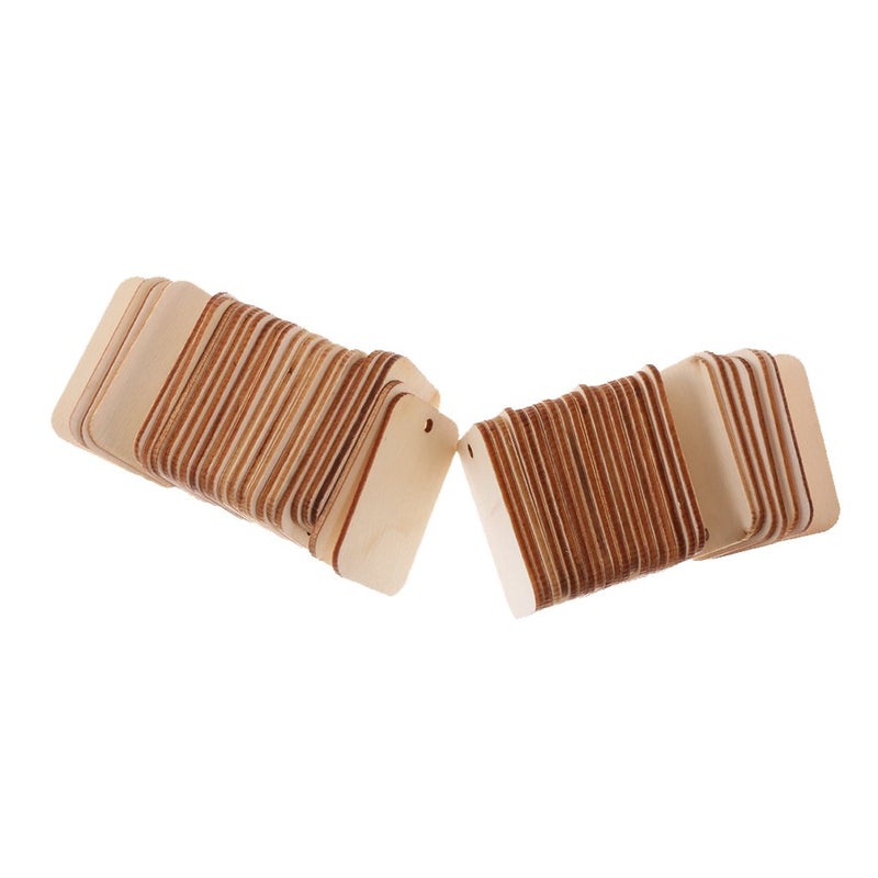Segolike Pack of 50 Unfinished Blank Rectangle Wooden Hanging Tags for Party Favor Wedding Gift Tags with Rope - Image 4