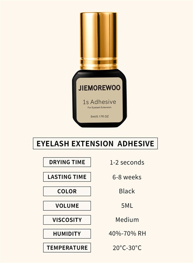 رموش جيمورو رمش تمديد الغراء 1 ثانية 5 مل سريع الجفاف قوي عقد العين الزائفة الرموش تمديد الغراء لاصق الاحتفاظ 8-10 أسابيع منخفضة الرائحة المنك رمش الغراء - Image 3