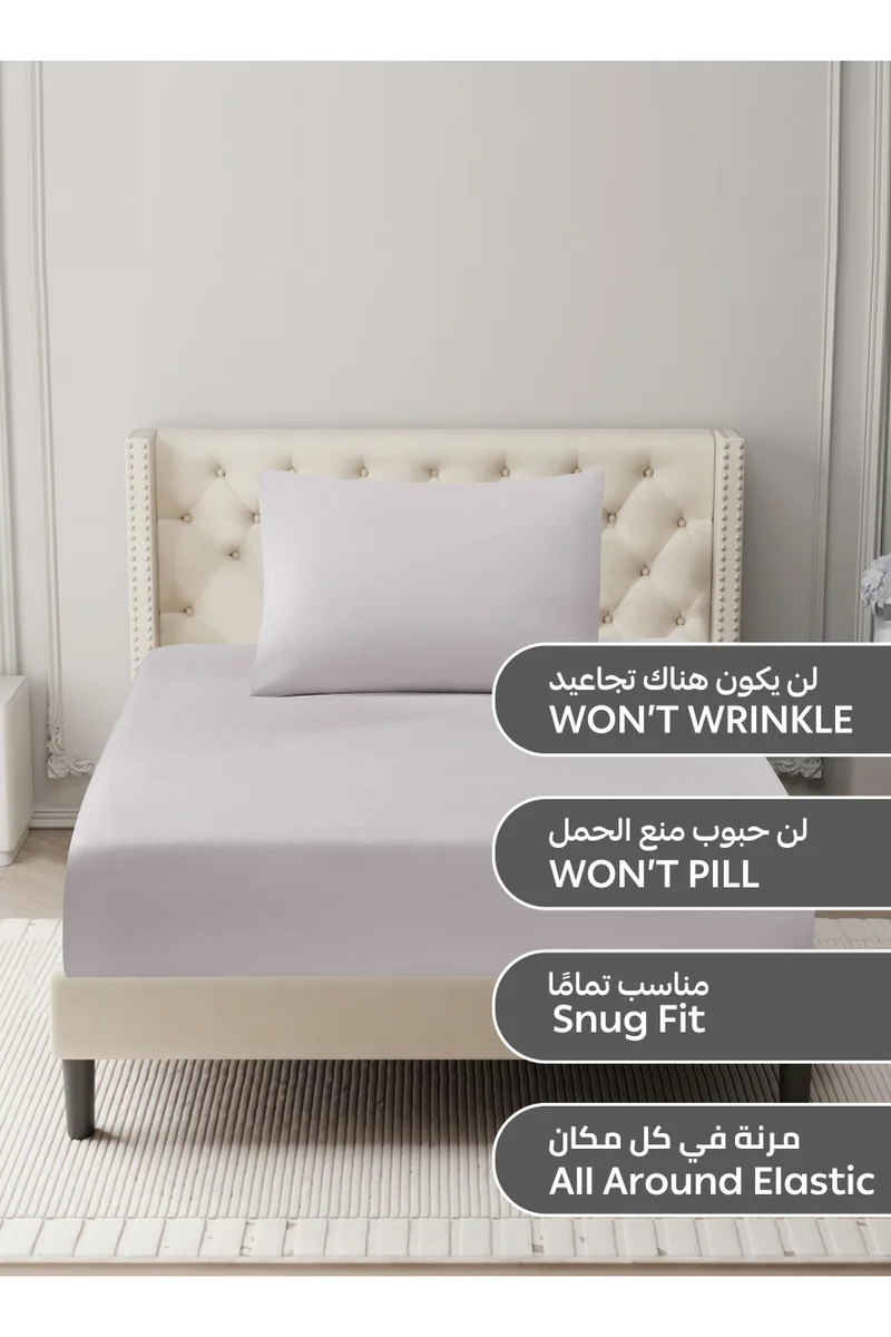 Donetella Bedding Fitted Sheet - Fits 120x200 Cm For Single Bed - 2 Pcs (1 Fitted Sheet and 1 Pillowcases) - 35 Cm Deep Pocket - Solid Bed Sheet