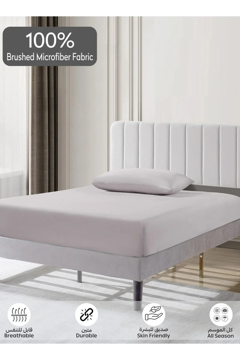 Donetella Bedding Fitted Sheet - Fits 120x200 Cm For Single Bed - 2 Pcs (1 Fitted Sheet and 1 Pillowcases) - 35 Cm Deep Pocket - Solid Bed Sheet