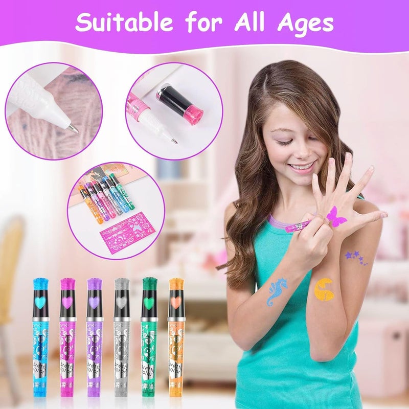 Virtual World Temporary Tattoo Body Markers - 6 Pc Skin & Face Paint Kit - Fun and Safe Art Pens for Teen Girls & Boys - Image 5
