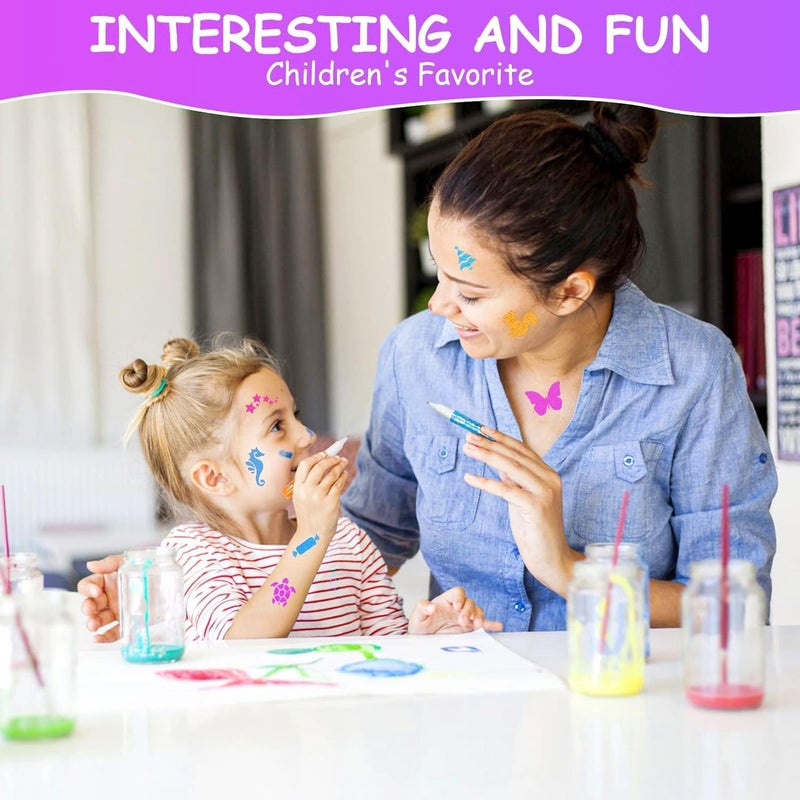 Virtual World Temporary Tattoo Body Markers - 6 Pc Skin & Face Paint Kit - Fun and Safe Art Pens for Teen Girls & Boys - Image 4